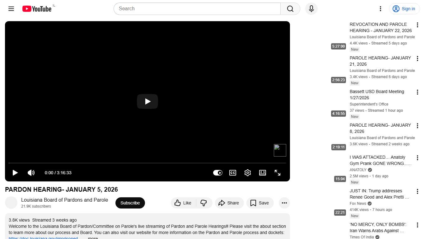 PARDON HEARING- JANUARY 5, 2026 - YouTube